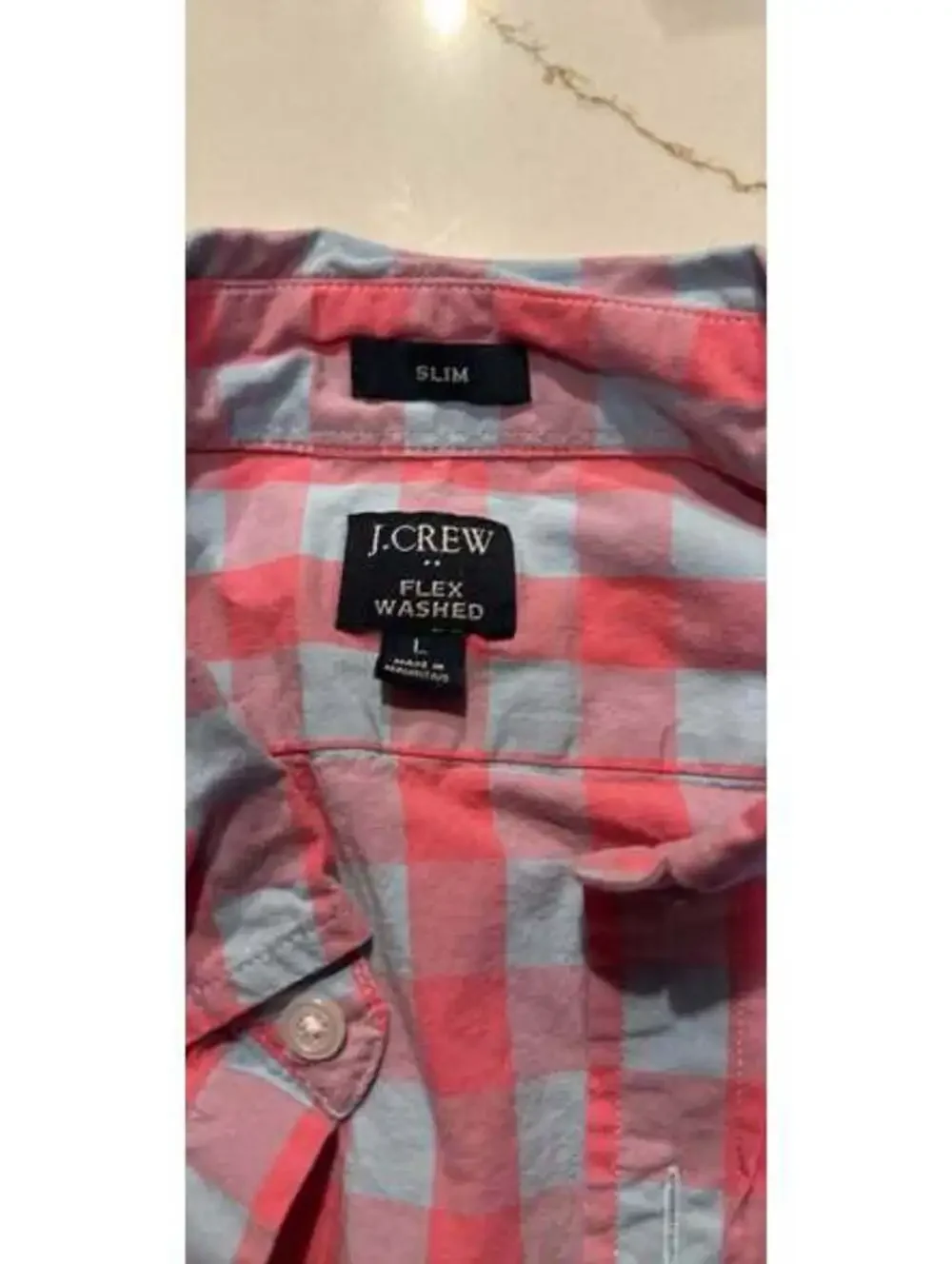 J.Crew Slim Flex Washed Gingham Button Down Shirt Size L